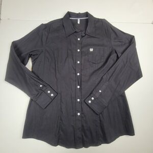 Cinch women's solid black button-down Western shirt Size XXL